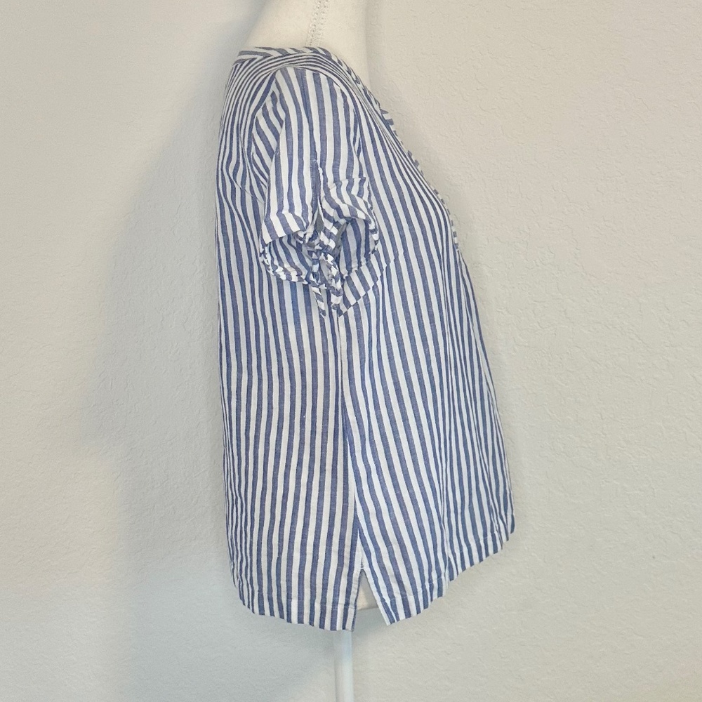 Talbots, "Sailboat Striped" Tie-Sleeve Top, Size P - Picture 4 of 11